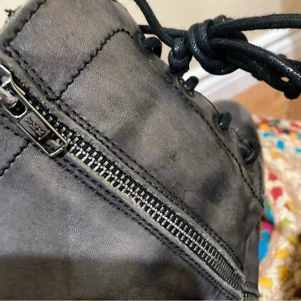 All Saints Distressed Military Moto  Combat Lace up Boots - Picture 5 of 7
